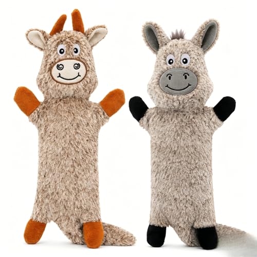 HGB Squeaky Crinkle Dog Toys for Puppies Small Medium Dogs - color: Cow & Donkey