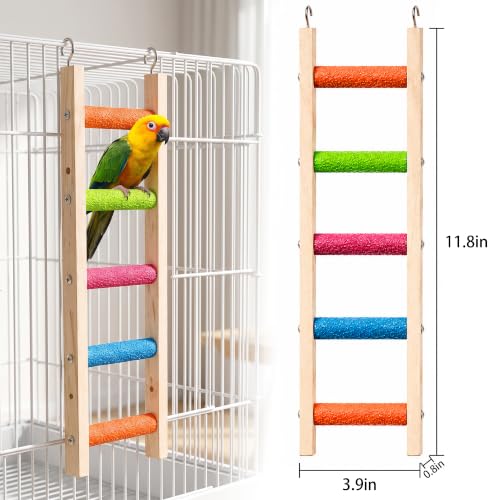 5-Section Parrot Ladder, Climbing Rope with Hooks, Chew-Proof Perch
