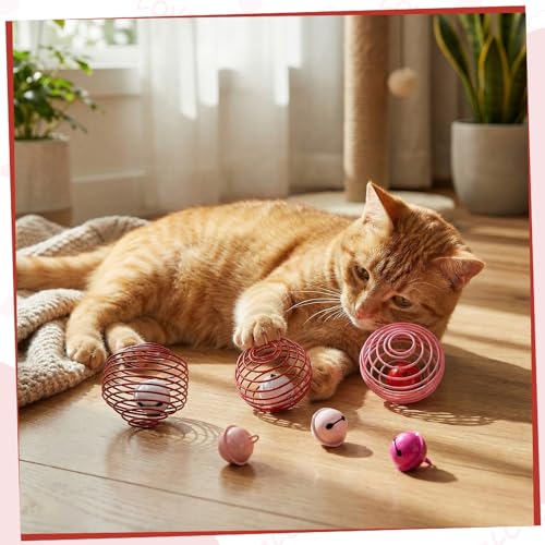 Jecery 5 Pcs Cat Toys Spring,Bell,Pink Red - color: Pink Red, size: Bell