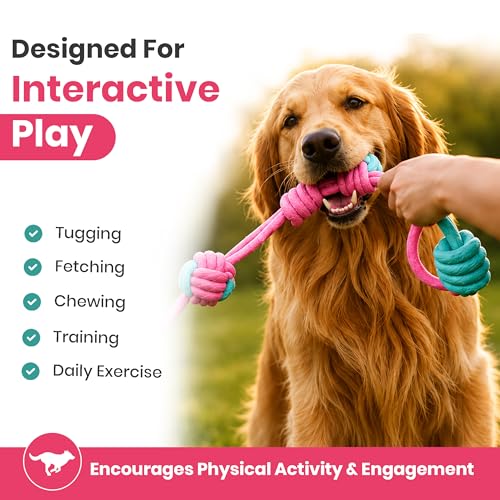 Dog Rope Toy 5 Pack, Durable Cotton Tug and Chew Toys for Puppy Teething, Training and Everyday Play, Woven from Soft Natural Cotton That Is Gentle on Growing Teeth, for Small and Medium Breed Dogs