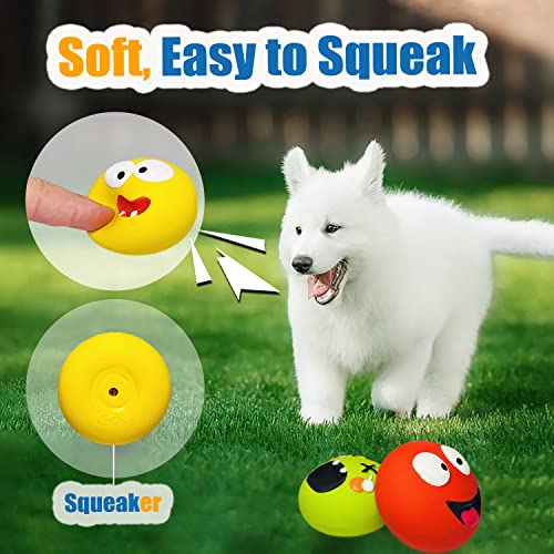 HOLYSTEED Latex Squeaky Dog Toy for Small Dogs, Mini Breeds, 2.2" Flat Ball