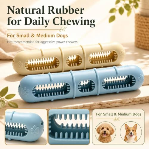 Bite and Brush Dog Chew Toy, Natural Rubber Durable Stuffable Dog Toy for Small & Medium Dogs, Teeth Cleaning Chew with Grooves, Interactive Treat Toy to Keep Dogs Busy (1, Yellow) - color: Yellow