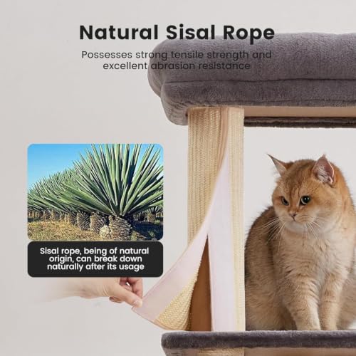 65in Large Cat Tree Heavy Duty Tower Condo & Sisal Posts for Cats - color: Grey-Plus