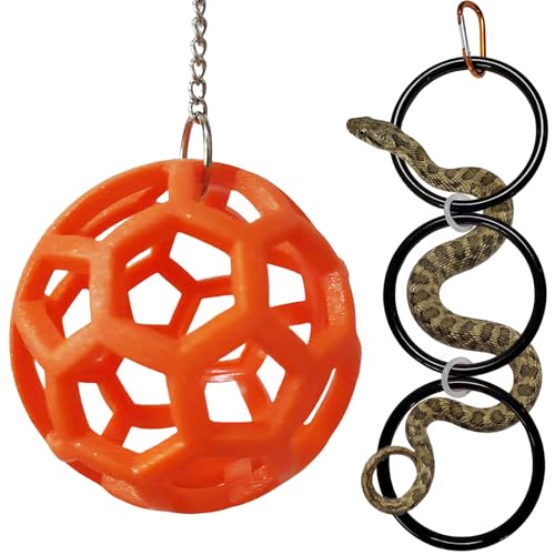 1 Set Snake Enrichment Toys Reptile Climbing Jungle Gym Ball & Enrichment Rings Exploring Exercise & Climbing Accessories for Corn Snakes Tank Accessories for Terrarium Enrichment Toys (Orange)
