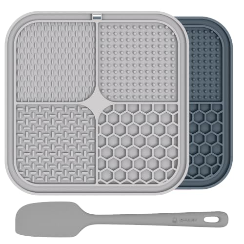 ChefAide 2 Pack Lick Mat for Dogs, Cats & Puppies with Suction Cups - color: Khaki+Dark Gray