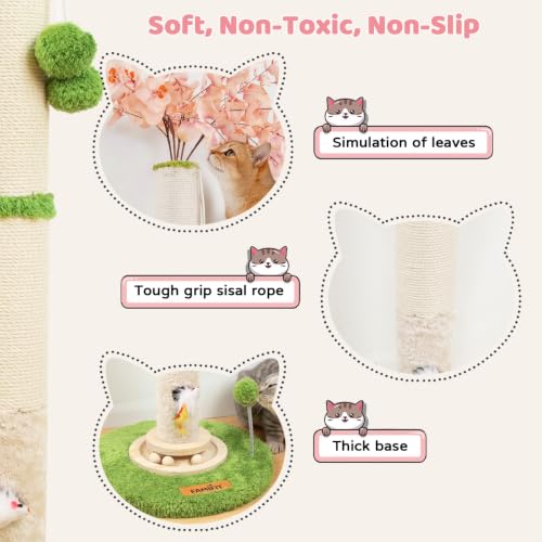 【Material Upgrade】 Famifit 50.4" Flower Cat Scratching Post, Tall Cat Tree - color: White