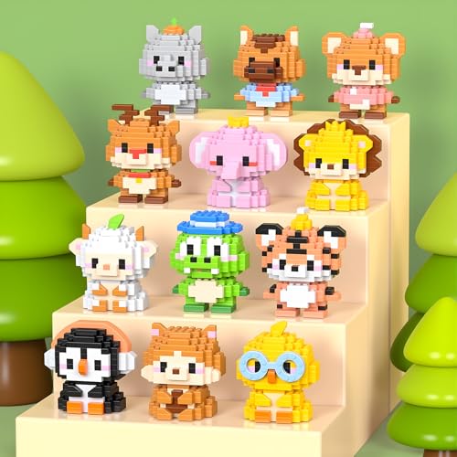 12 Pack Animals Building Block Sets,Micro Mini Animals Party Favors for Kids, Birthday Gift for Boy Girl(1,691 Pieces) - style: 12 Pack Animals