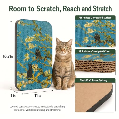 Cat Wall Scratcher, Art Cat Scratching Board for Indoor Cats - color: Almond Blossom New