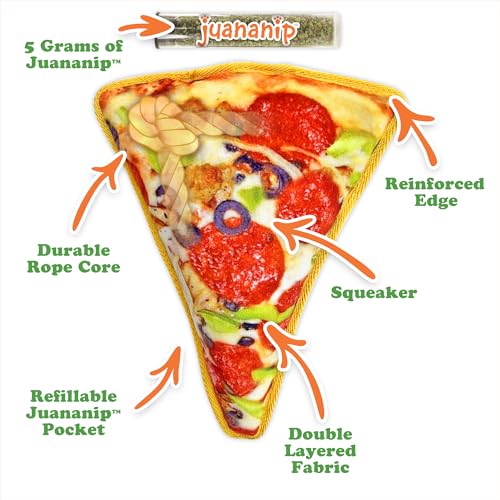 Doggijuana Tuffer Chewer Dog Toy, Supreme Pizza | Plush, Squeaky - size: Standard, style: Supreme Pizza