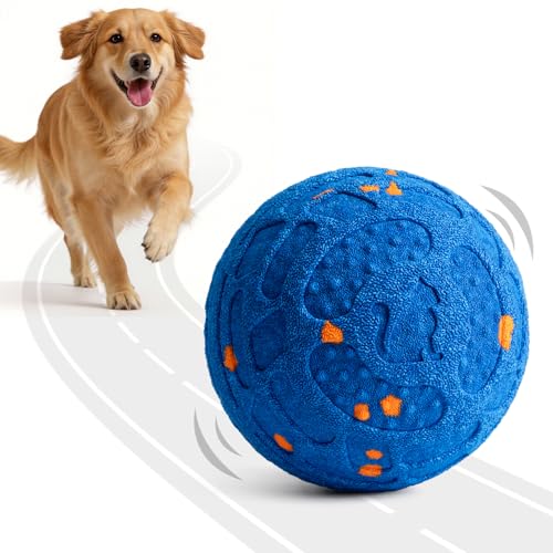 Roinoim Automatic Interactive Dog Ball Toy, Motion Activated Durable Rope Dog Chew Toy, USB Rechargeable Pet Exercise Ball for High Energy Dogs, Indoor Outdoor Playing, Blue