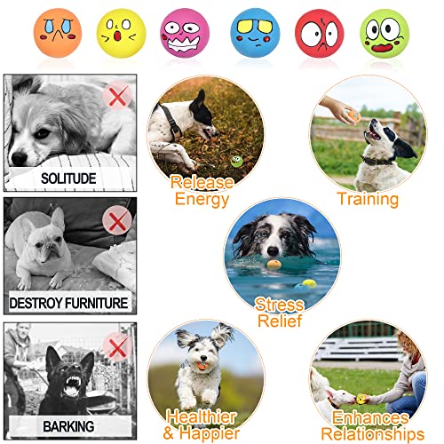 Latex Dog Chewing Squeaky Ball Toys Face Fetch Play Toy for Puppy Small Medium Pets Dog cat (6 PCS(C)) - color: 6 PCS(C)
