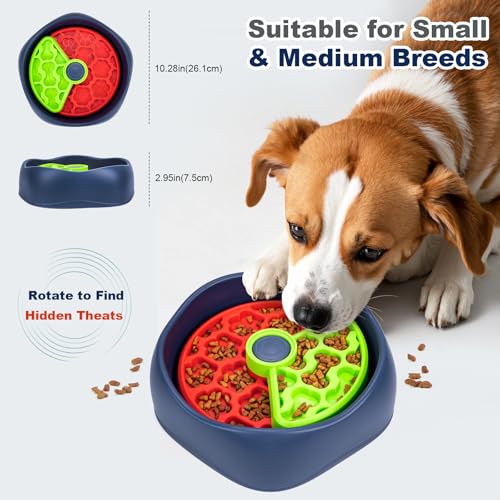 Star&Mi Slow Feeder Dog Bowls, 3-Layer Interactive Dog Puzzle Feeder, Dog Slow Feeder Bowl & Lick Bowl for Dogs, Non-Slip Dog Bowl Slow Feeder for Medium & Large Breeds, Holds 6–8 Cups - color: 3 Layer Bowl-Green&Red