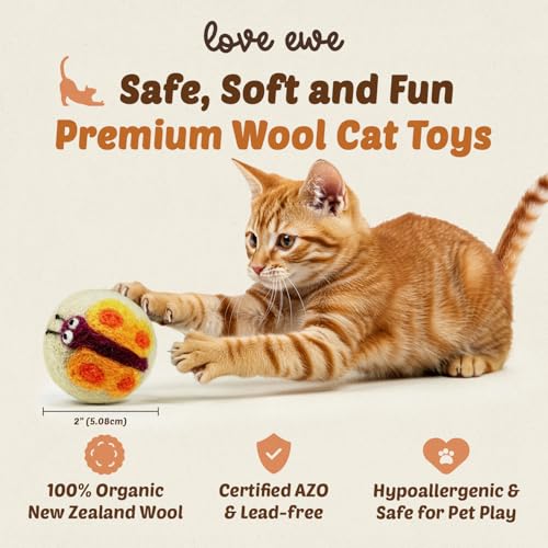 Love Ewe Wool Cat Toys 3 Pack, 2-inch Dragonfly & Butterfly - color: Dragonfly/Butterfly