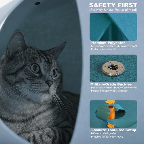 Cat Tunnel, Cat Cave for Indoor Cats Bed,Scratch Resistant Cat Toys for Medium Large Cats Hide and Seek Toy (Peacock Blue) - color: Peacock Blue