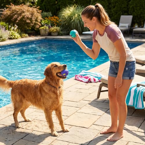 Outward Hound FlyFetch Rubber Fetch Ballz Dog Toy, Bounces & Floats, Launcher Compatible, 2.6", 2-Pack