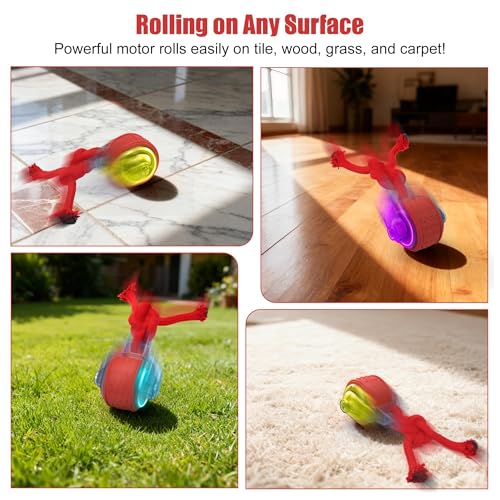 Interactive Dog Toys, Smart Automatic Moving Dog Ball with Rope, Rechargeable Motion Activated Rolling Dog Toy for Small Large Dogs Aggressive chewers to Keep Them Busy