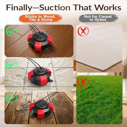 Dog Suction Cup Tug of War Toy, Interactive Self Play Dog Ball Toy with Chew Rope, Indestructible Bite Resistant Pet Training Tug Toy for Small Medium Large Dogs (Black red)