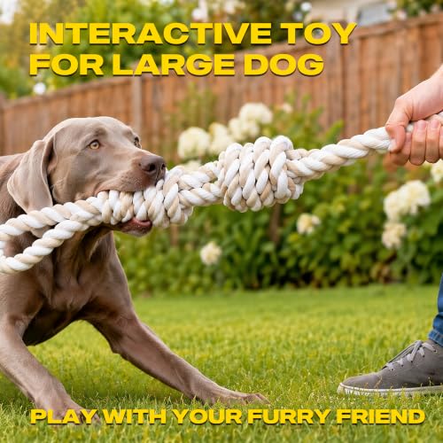 Fida Dog Rope Toys for Aggressive Chewers, Tug Toys for Large Medium Dogs - color: White-2 handles
