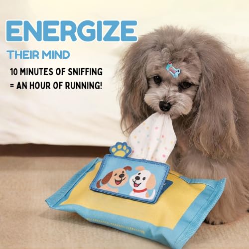 Interactive Dog Puzzle Toy | Anti-Boredom & Mental Stimulation | Snuffle Mat for Dogs | Slow Feeding & Enrichment Game | Small, Medium Dogs | Pizza, Bowling or Tissue (Tissue) - color: Tissue (Blue)