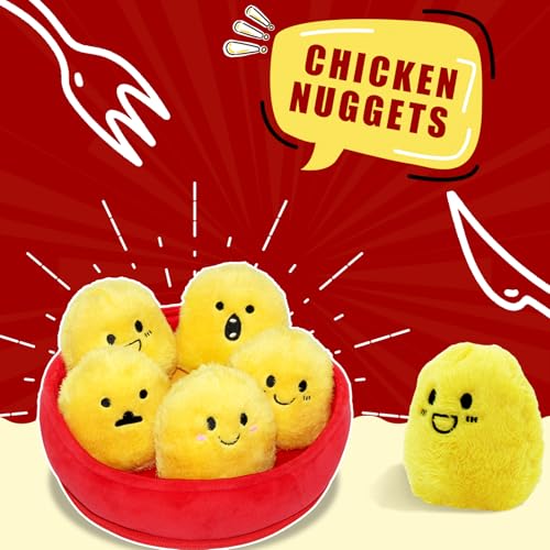 YZHDUXIU 6 Pack Chicken Nugget Squeaky Dog Toys Interactive Puppy Chew Toys - color: Yelllow Chicken Nugget