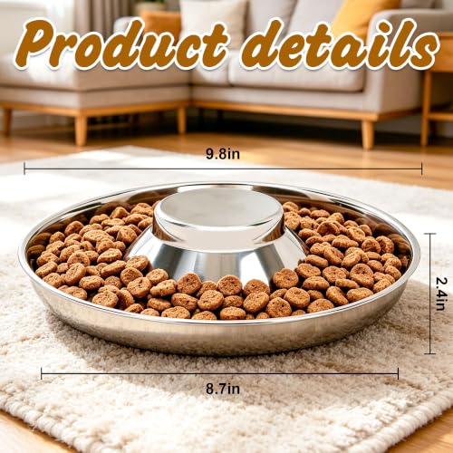 1 Pack Stainless Steel Puppy Bowls, Non-Skid Slow Feeder Bowls for Dogs, Raised Dog Food and Water Dish for Feeding Small Medium Large Breeds, Cats and Multiple Pets (10inch*1) - color: 10inch*1