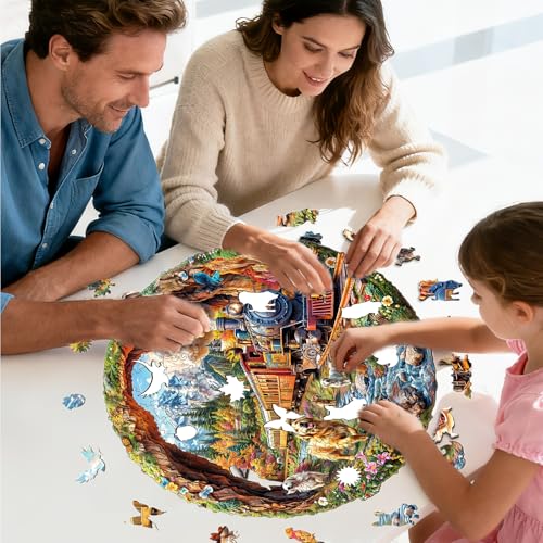 KAAYEE Wooden Puzzles Adults Dogs Racing Trains Jigsaw 17.3 * 17in-450pcs - color: Dogs Racing Against Trains, size: X-Large
