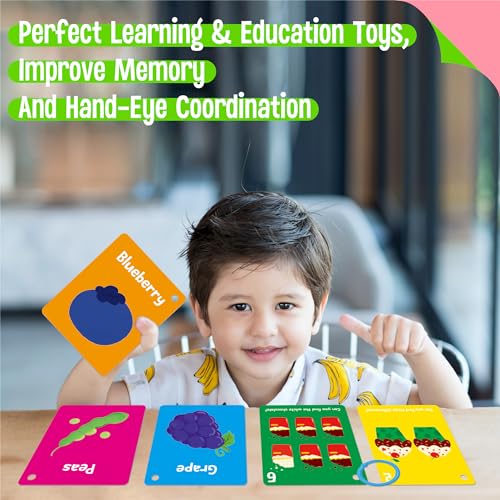 Food Flashcards, 50 Double-Sided Cards, Veggies, Fruits, Snacks, Desserts, Grain Cards Educational Learning Tools for Preschool and Toddlers Learning (2 Reclosable Rings Attached) - style: Food Flashcards