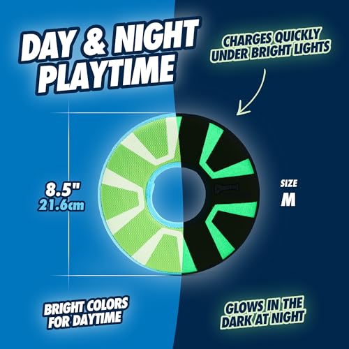 Chuckit! Max Glow Zipflight Flying Disc Dog Toy, Floats, Medium, 8.5in - size: Medium
