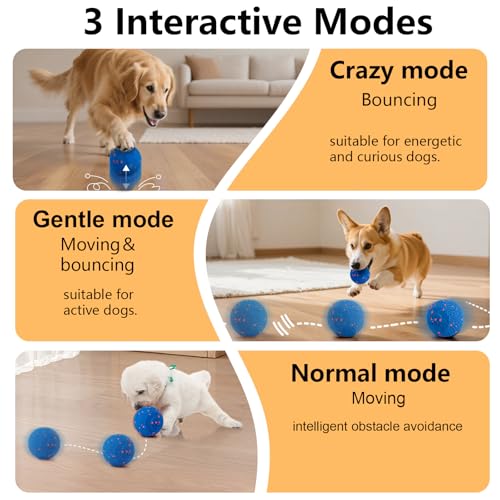 Interactive Dog Toys Smart Dog Ball for Aggressive Chewers Auto Bounce Blue - color: Bule