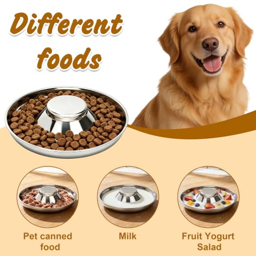 1 Pack Stainless Steel Puppy Bowls, Non-Skid Slow Feeder Bowls for Dogs, Raised Dog Food and Water Dish for Feeding Small Medium Large Breeds, Cats and Multiple Pets (10inch*1) - color: 10inch*1