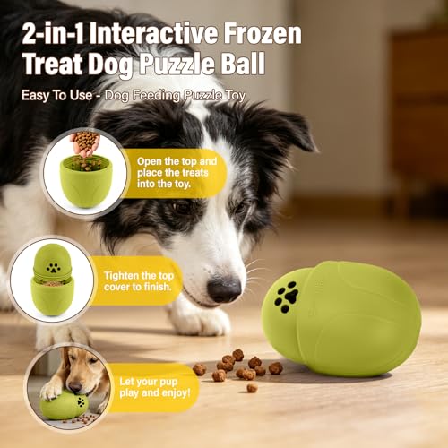Frozen Treat Dog Toy BPA Free Silicone Dogs Slow Feeder Lick Ball, Green - color: Green