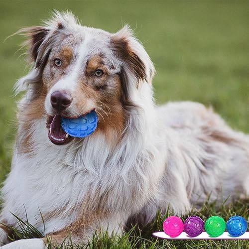 3'' Squeaky Dog Toy Balls for Lagre Medium Breed, Indestructible Dog Balls for Playing, Fetching & Retrieving, Durable Aggressive Chewers, 3 PCS Pink+Purple+Blue - color: Red+Purple+Blue