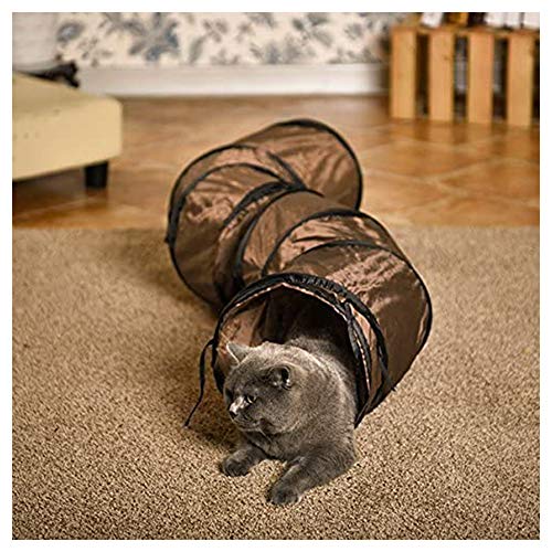 Andiker Cat Tunnel, S-Shape Cat Tube Collapsible Kitten Play Toy with 2 Side Holes for Kitten Exercising Hiding Training and Running Cats Toy for Indoor Cats(Brown) - color: Brown