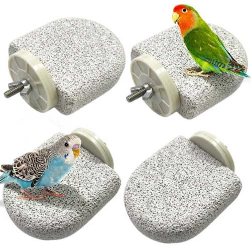 4Pcs Bird Beak Grinding Stone Lava Ledge Parrot Perch Stand Platform,Grey-S - color: 4Pack Grey | S