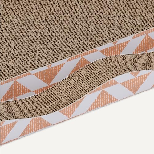Amazon Basics Cat Scratching Post, Reversible Double-Sided Corrugated Cardboard with Catnip, Curved Wave Design, 16.5 x 8.1 x 1.6 in, 2-Pack