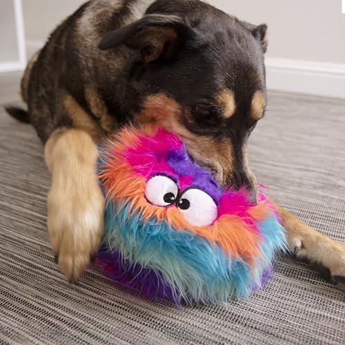 goDog Furballz Squeaky Plush Ball Dog Toy, Chew Guard Technology - Cool Rainbow, Large - color: Furballz (Cool Rainbow)