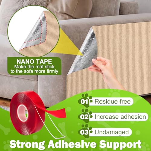 ENONCI 23.6x15.8 Cat Scratcher Mat, Self-Adhesive Cat Scratch Furniture Protector - color: Beige, size: 23.6"x15.8"