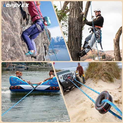 1/2 Inch Static Climbing Rope (100 Ft) - 9000lbs High Strength Arborist Bull Rope for Tree Work, Safety Rescue & Rigging - 48 Strand Core, Blue - size: 1/2in x 100ft, style: Blue