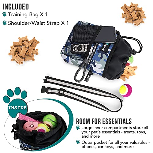 PetAmi Hands Free Dog Treat Pouch for Training and Walking, Camo Blue - color: Camo Blue