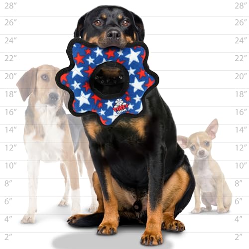 TUFFY® 2 Pack Blue Star Gear Ring Ultra Durable Plush Dog Toys - color: 2PK Multi-color Star Gear Ring