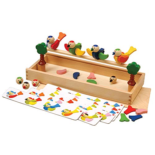 Constructive Playthings GOG-720 Magnetic Building Birds 41 pc. Set with Wooden Storage Box