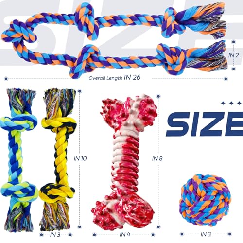 SHARLOVY Dog Chew Toys for Aggressive Chewers - color: 5 Packs, size: Large
