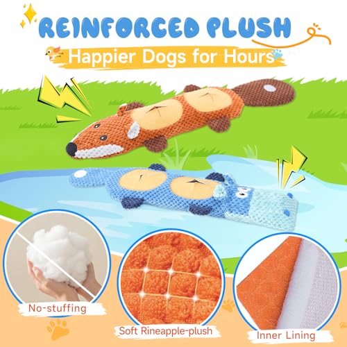 wodoca Dog Toys for Aggressive Chewers 2 Pack, No Stuffing Squeaky Chew Toy for Small Medium Breed, Puppy Teething Interactive Dog Toys to Keep Them Busy