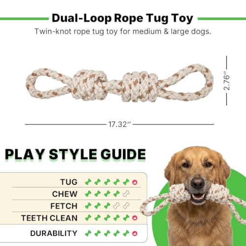Tug of War Dog Toy, Dog Toys for Aggressive Chewers, Tough Dog Toys - color: Double Knot Tug