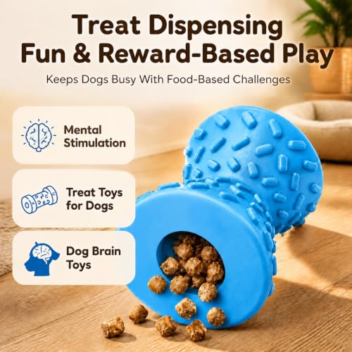 Treat Dispensing Dog Toys,Interactive Puzzle Toy for Small Dogs,Slow Feeder - color: Sky blue, size: Small