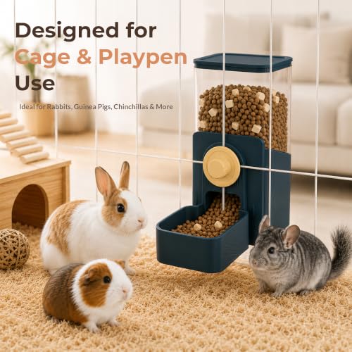 41 oz Hanging Gravity Feeder for Small Animal Cages Rabbit & Guinea Pig - color: Dark Blue