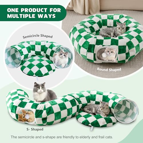 Cute Round Cat Tunnel for Indoor Cats, Green/White - color: Green/White, size: Round