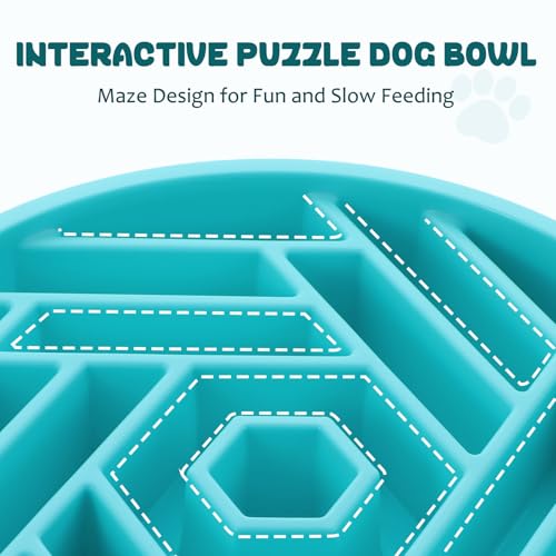 WHIPPY Slow Feeder Dog Bowl, Puzzle Maze Design to Slow Down Eating, 3-Cup Capacity, Anti-Gulping Food Bowl for Medium & Large Dogs,Sky Blue - color: sky blue