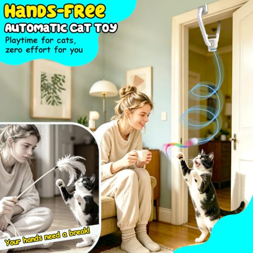 Automatic Interactive Cat Toy for Indoor Cats, Doorway Cat Kittens Toys - color: Grey