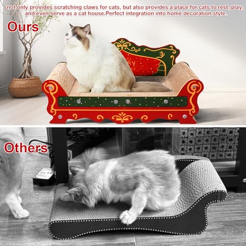 COOZMENT Scratching Sofa, Couch Shaped Thick Scratching Cardboard, Lounge Bed for Indoor Rest&Play, Sofa Scratcher Pad (Red, 23" L X 12.2" W X 10.7" H) - color: Red